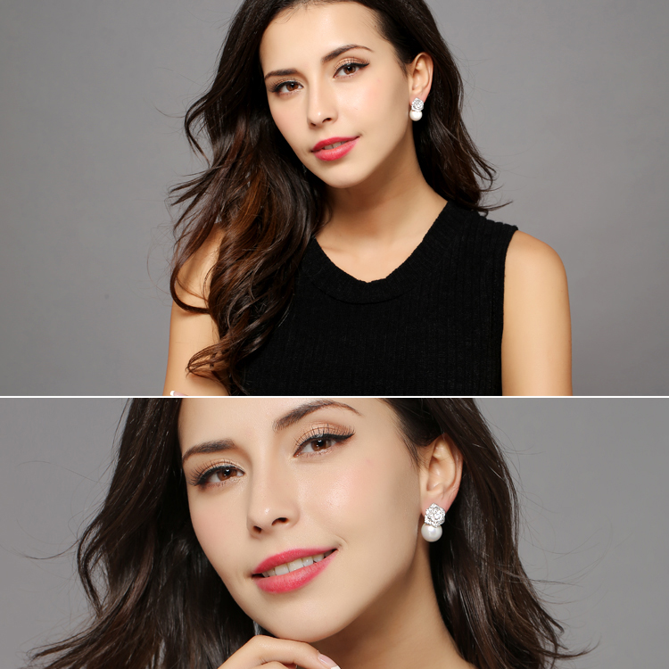 Minimalist Pearl Stud Earrings for Women, Vintage S925 Silver Drop Earrings with Sparkly Rhinestone Camellia Detail, Elegant Style Minimalist Pearl Stud Earrings for Women, Vintage S925 Silver Drop Earrings with Sparkly Rhinestone Camellia Detail, Elegant Style