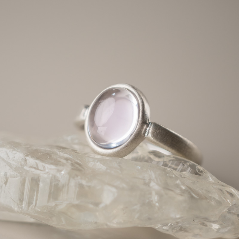 Minimalist Retro 925 Silver Inlaid Ring with Peach Blossom Powder Crystal - Versatile Women's Jewelry