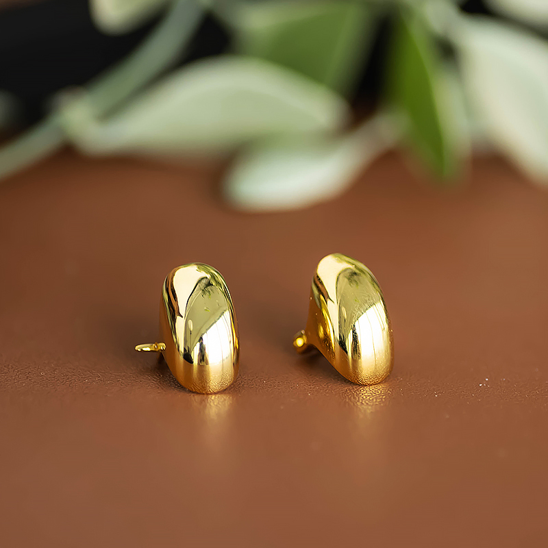 Minimalist S925 Polished Silver Round Arc Ear Studs - High-End Gold-Plated Vegetable Basket Design Fashion Earrings Minimalist S925 Polished Silver Round Arc Ear Studs - High-End Gold-Plated Vegetable Basket Design Fashion Earrings