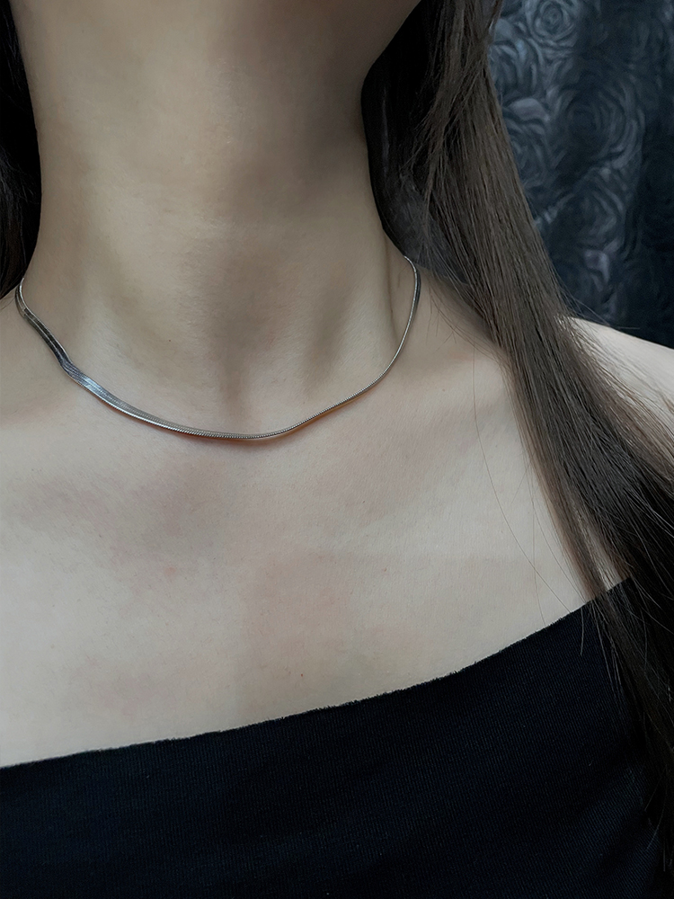 Minimalist Versatile Snake Chain Necklace for Women - Titanium Steel, Colorfast Snake Bone Design, Chic Clavicle Chain Accessory Minimalist Versatile Snake Chain Necklace for Women - Titanium Steel, Colorfast Snake Bone Design, Chic Clavicle Chain Accessory