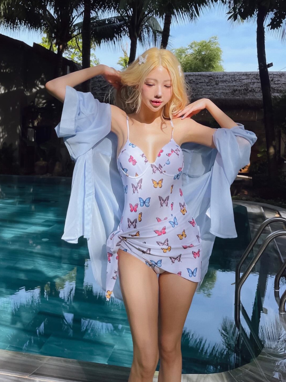 Minimalist Women's Butterfly Print Two-Piece Swimsuit - Perfect for Small Bust, Trendy Beach Vacation Style 2025 Minimalist Women's Butterfly Print Two-Piece Swimsuit - Perfect for Small Bust, Trendy Beach Vacation Style 2025