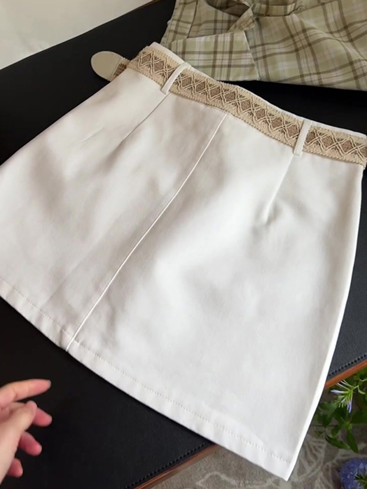 Minimalist Women's High-Waisted Bodycon Skirt 2025 Summer Korean Style Slim-Fit Versatile Belted Half Skirt Minimalist Women's High-Waisted Bodycon Skirt 2025 Summer Korean Style Slim-Fit Versatile Belted Half Skirt