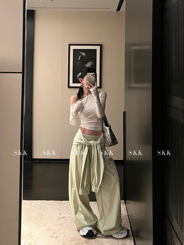 Mint Mambo Loose Low-Waist Casual Long Pants for Women - Summer Sports Work Pants, Trendy 90s Style, Comfortable Fit Mint Mambo Loose Low-Waist Casual Long Pants for Women - Summer Sports Work Pants, Trendy 90s Style, Comfortable Fit
