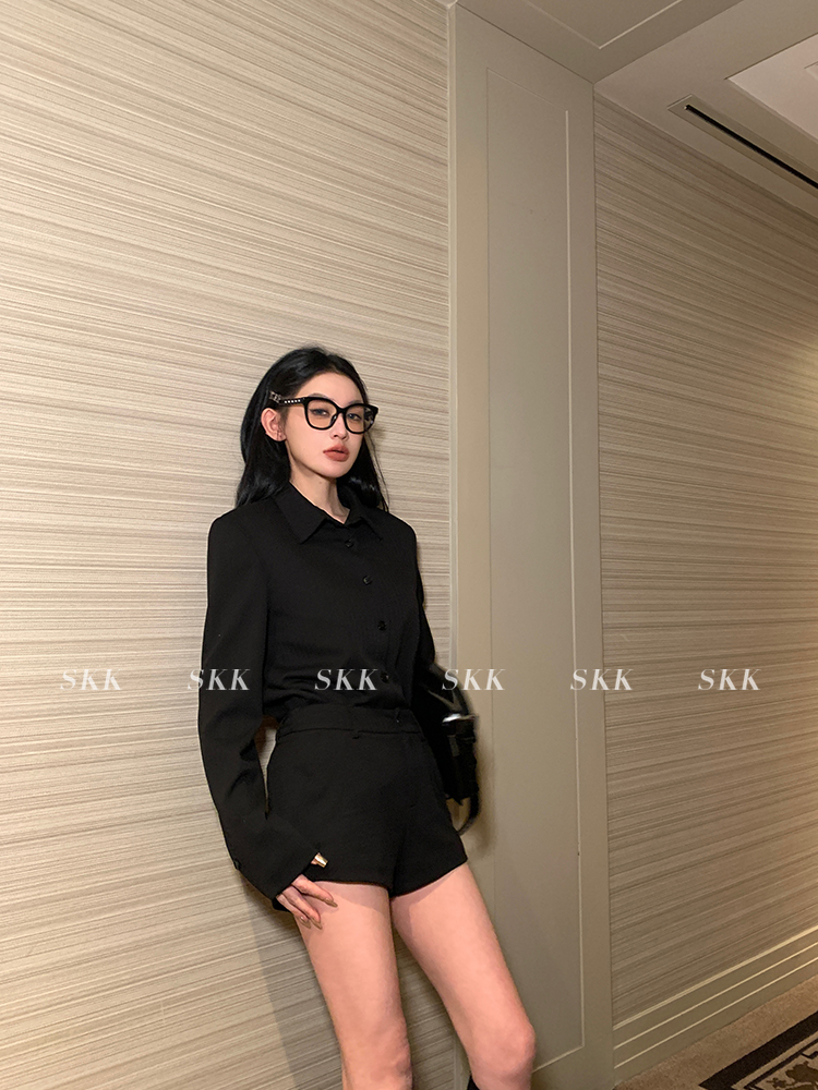Modern Chinese Style Shirt Jacket & Shorts Set - Casual Spring Outfit for Women, High Weight Fashion Suit Modern Chinese Style Shirt Jacket & Shorts Set - Casual Spring Outfit for Women, High Weight Fashion Suit