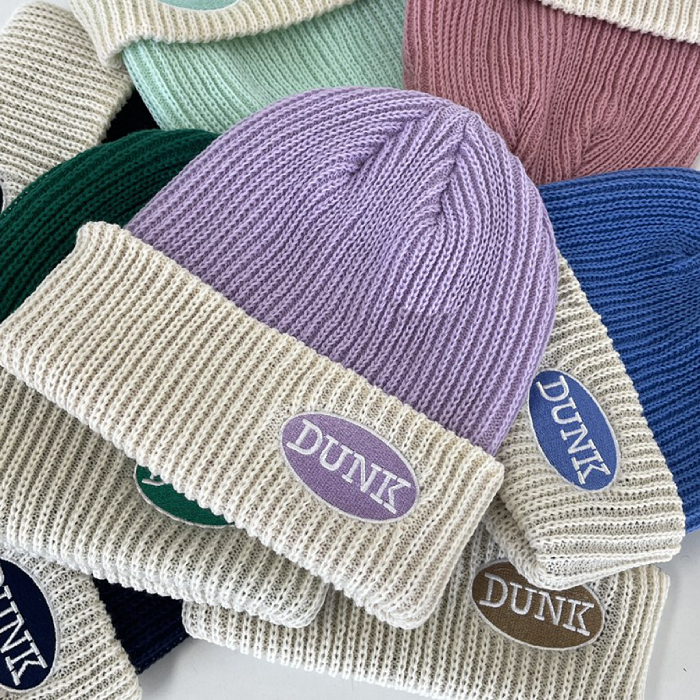 Multicolor Knitted Hat - Korean Style Autumn Winter DUNK Cold Weather Beanie - Trendy Dongdaemun Fashion Accessory Multicolor Knitted Hat - Korean Style Autumn Winter DUNK Cold Weather Beanie - Trendy Dongdaemun Fashion Accessory