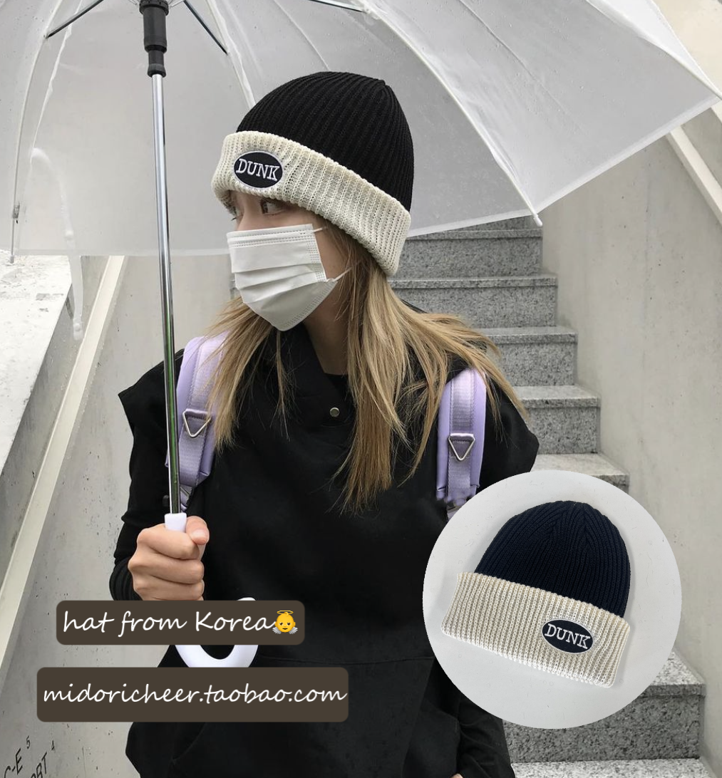Multicolor Knitted Hat - Korean Style Autumn Winter DUNK Cold Weather Beanie - Trendy Dongdaemun Fashion Accessory Multicolor Knitted Hat - Korean Style Autumn Winter DUNK Cold Weather Beanie - Trendy Dongdaemun Fashion Accessory