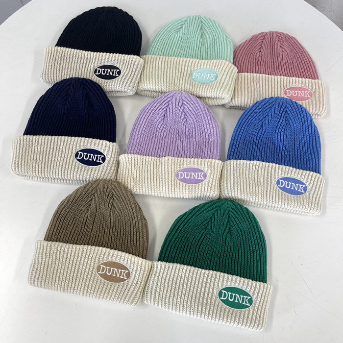 Multicolor Knitted Hat - Korean Style Autumn Winter DUNK Cold Weather Beanie - Trendy Dongdaemun Fashion Accessory Multicolor Knitted Hat - Korean Style Autumn Winter DUNK Cold Weather Beanie - Trendy Dongdaemun Fashion Accessory