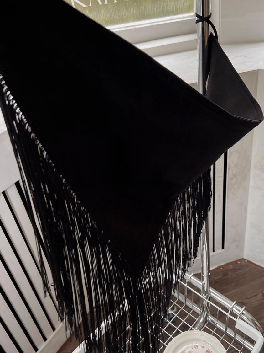 Multifunctional Black Fringe Waist Belt - Soul Collision American Style, 2025 Design, Boho Chic, Festival Ready Accessory