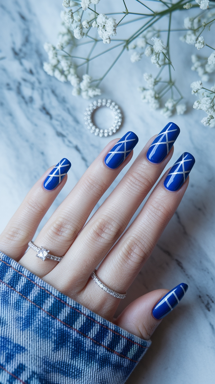nail art bleu electrique outfit idea