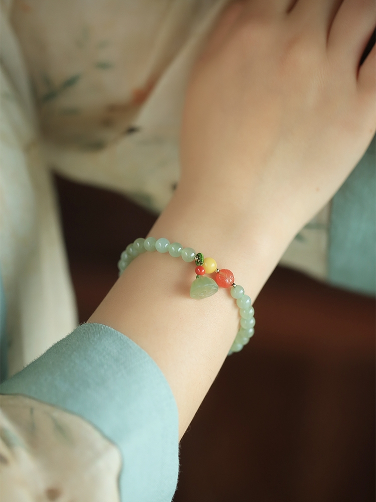 Natural Hetian Jade Bracelet for Women - Summer Green Beaded Lotus Pod Design - Unique Jewelry Gift for Girls Natural Hetian Jade Bracelet for Women - Summer Green Beaded Lotus Pod Design - Unique Jewelry Gift for Girls