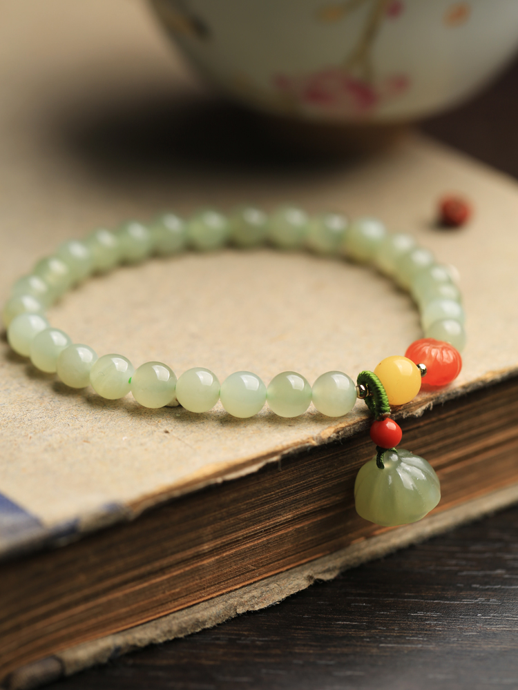 Natural Hetian Jade Bracelet for Women - Summer Green Beaded Lotus Pod Design - Unique Jewelry Gift for Girls Natural Hetian Jade Bracelet for Women - Summer Green Beaded Lotus Pod Design - Unique Jewelry Gift for Girls