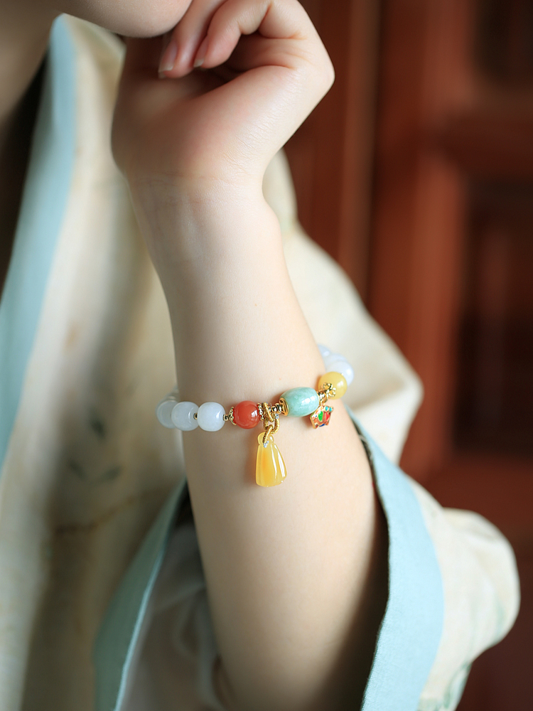 Natural Hetian Jade Multi-Treasure Beaded Bracelet for Women - Handmade White Jade Wristband - High-End Jewelry Accessory Natural Hetian Jade Multi-Treasure Beaded Bracelet for Women - Handmade White Jade Wristband - High-End Jewelry Accessory