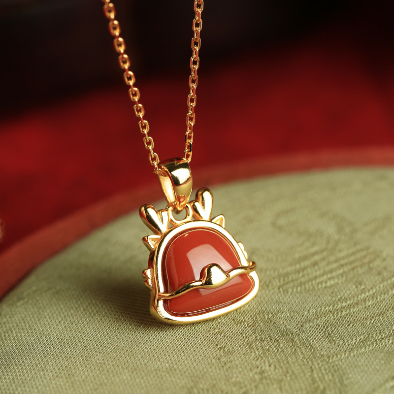 Natural Red Agate Dragon Ring for Women - Chinese Style, Light Luxury, Retro Design, Gold-Plated Silver, National Wind Natural Red Agate Dragon Ring for Women - Chinese Style, Light Luxury, Retro Design, Gold-Plated Silver, National Wind