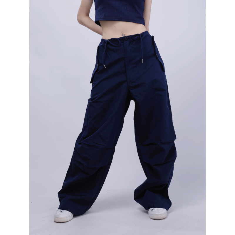 Navy Blue High-Waisted Casual Work Pants for Women, Summer Thin Quick-Dry Jazz Dance Sports Pants, Elastic Waist, Lightweight Navy Blue High-Waisted Casual Work Pants for Women, Summer Thin Quick-Dry Jazz Dance Sports Pants, Elastic Waist, Lightweight