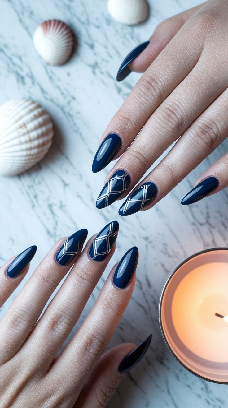 navy blue nail art