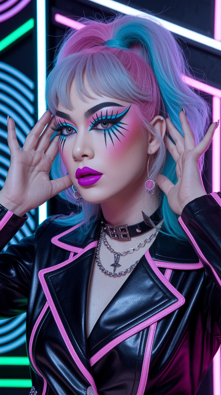 New Wave Makeup: Embracing the 80s Vibe outfit idea