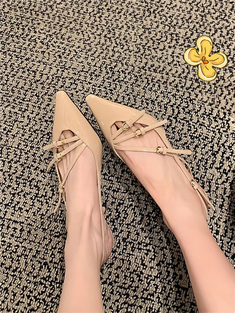 Nude High-Heeled Sandals for Women - 2025 Thin Heel One-Strap Sexy Kitten Heel Pointed Toe Backless Design Nude High-Heeled Sandals for Women - 2025 Thin Heel One-Strap Sexy Kitten Heel Pointed Toe Backless Design