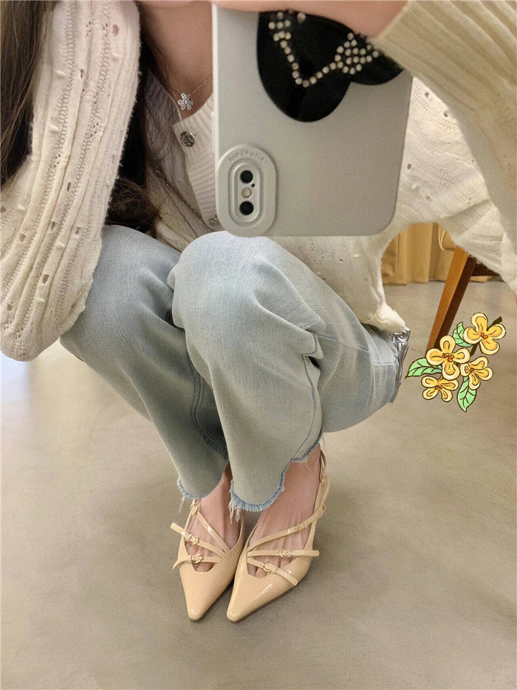 Nude High-Heeled Sandals for Women - 2025 Thin Heel One-Strap Sexy Kitten Heel Pointed Toe Backless Design