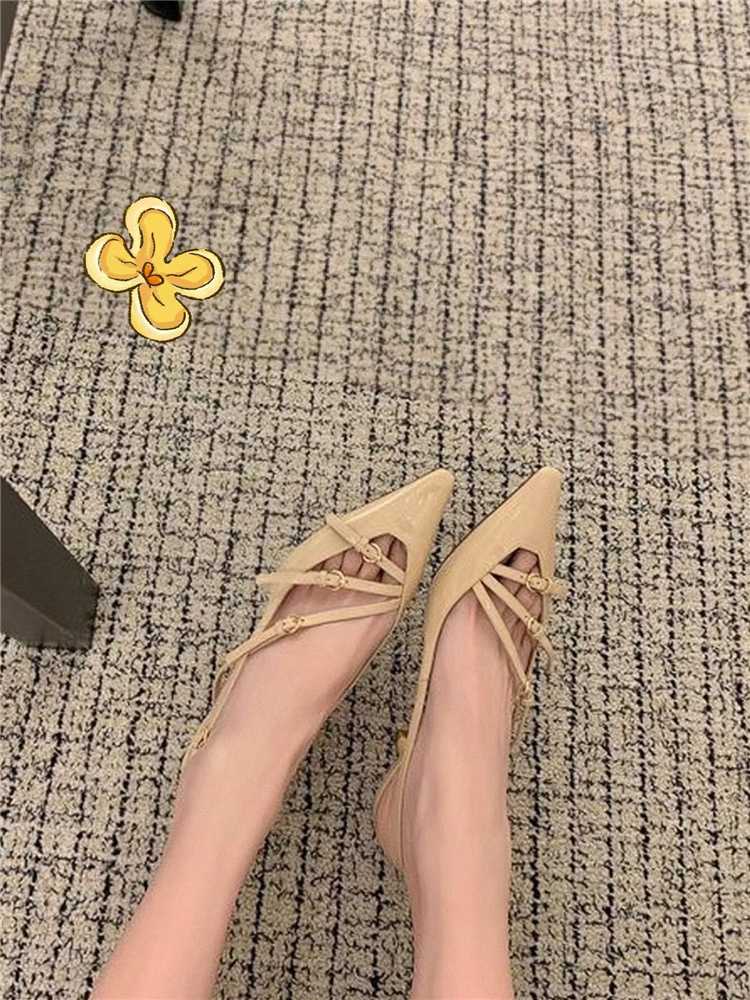 Nude High-Heeled Sandals for Women - 2025 Thin Heel One-Strap Sexy Kitten Heel Pointed Toe Backless Design Nude High-Heeled Sandals for Women - 2025 Thin Heel One-Strap Sexy Kitten Heel Pointed Toe Backless Design