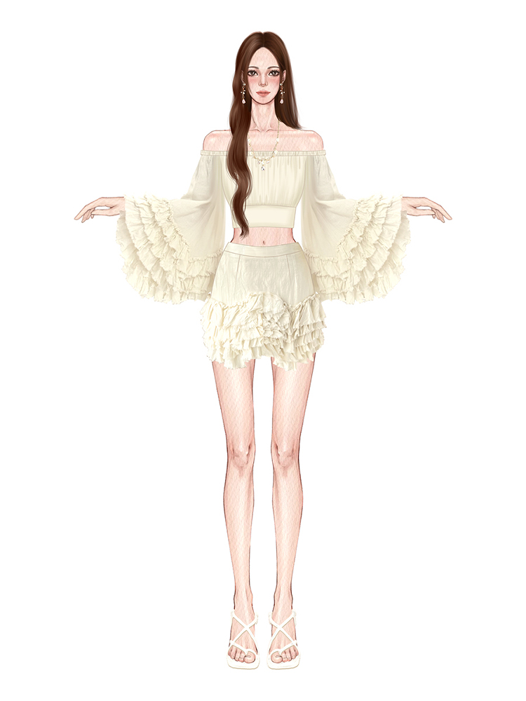 Off-Shoulder Bell Sleeve Dress with Short Skirt - Women's Socialite Style in Moon Vera - Perfect for Y2K and 90s Fashion Lovers Off-Shoulder Bell Sleeve Dress with Short Skirt - Women's Socialite Style in Moon Vera - Perfect for Y2K and 90s Fashion Lovers