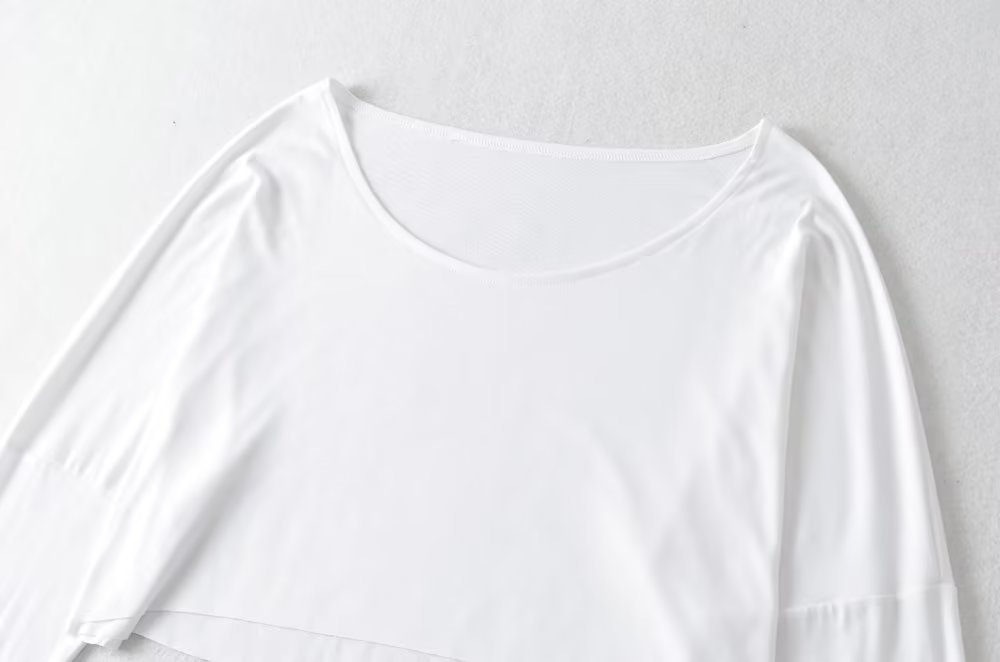 Off-Shoulder Loose Long Sleeve T-Shirt - Solid Color One-Shoulder Top with Large Round Neck for Casual Dance Style Off-Shoulder Loose Long Sleeve T-Shirt - Solid Color One-Shoulder Top with Large Round Neck for Casual Dance Style