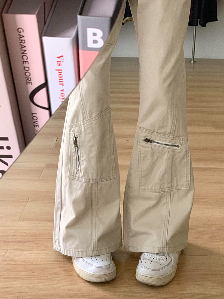 Off-White Slightly Flared Workwear Denim Pants for Women, Summer Loose Wide-Leg Trousers, Slimming Straight-Leg, Floor-Length Style Off-White Slightly Flared Workwear Denim Pants for Women, Summer Loose Wide-Leg Trousers, Slimming Straight-Leg, Floor-Length Style