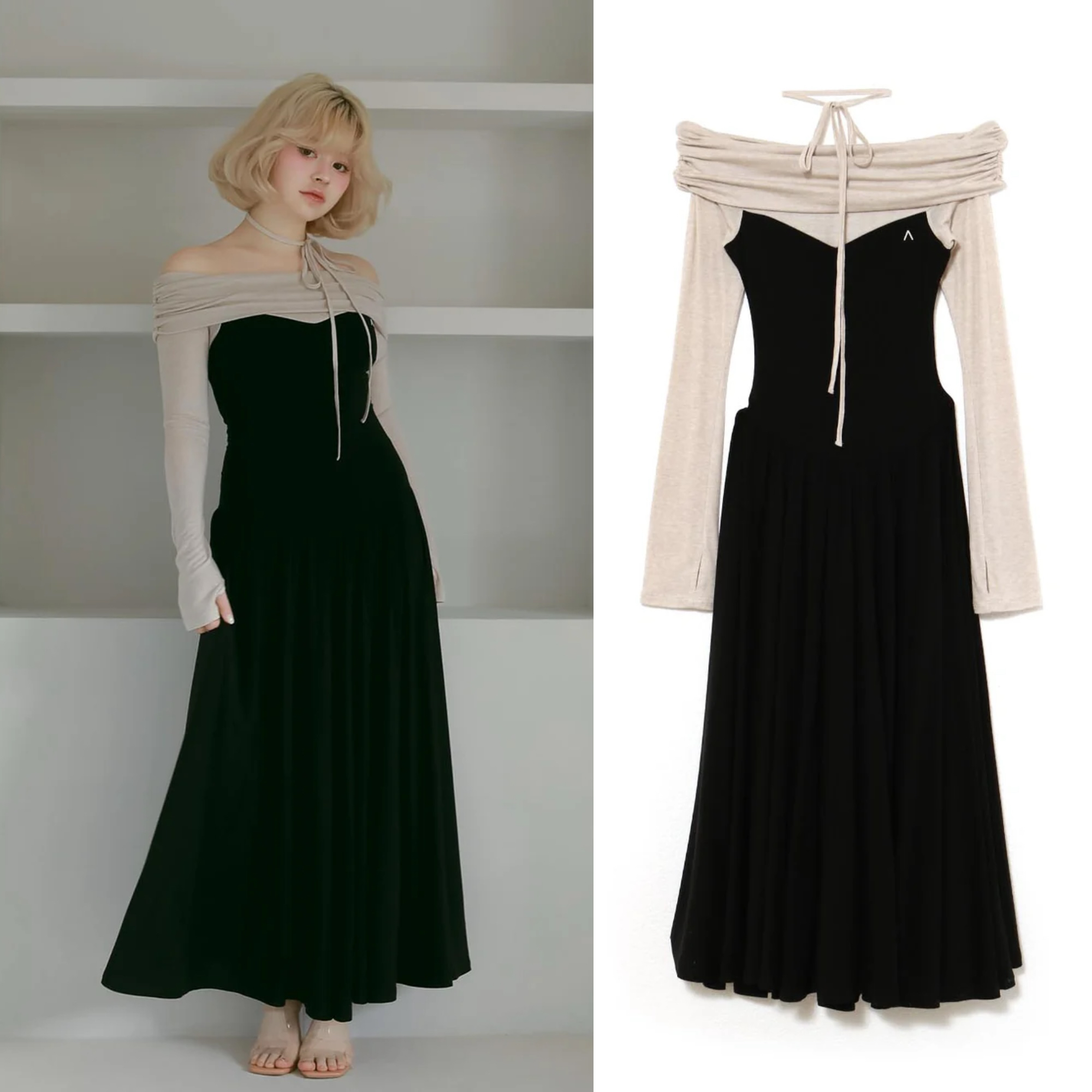 One-Shoulder Spliced Draped Slimming Waist Dress - 25th Anniversary Spring/Summer Collection Long Skirt, Elegant Fashion for Special Occasions