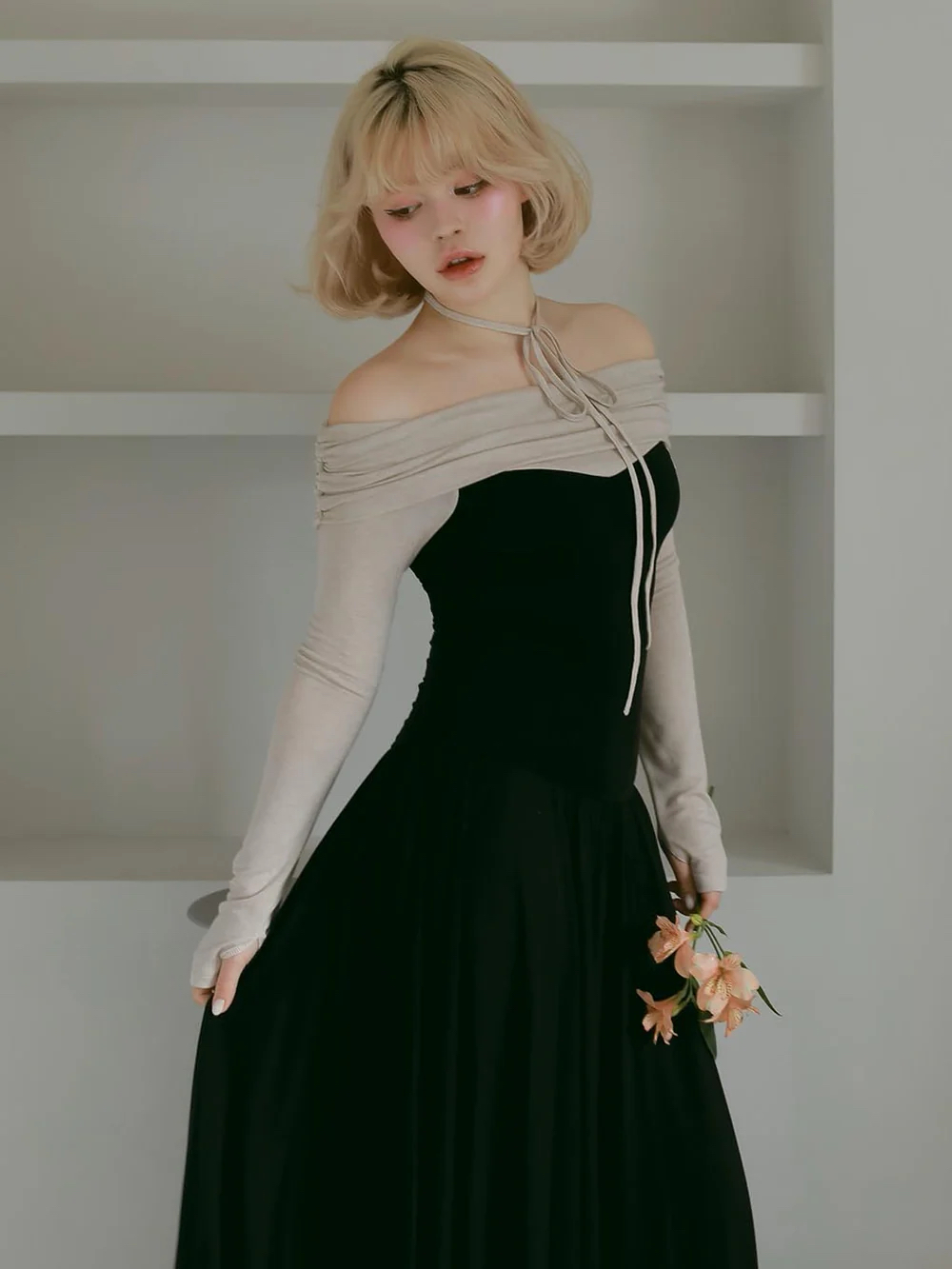 One-Shoulder Spliced Draped Slimming Waist Dress - 25th Anniversary Spring/Summer Collection Long Skirt, Elegant Fashion for Special Occasions One-Shoulder Spliced Draped Slimming Waist Dress - 25th Anniversary Spring/Summer Collection Long Skirt, Elegant Fashion for Special Occasions