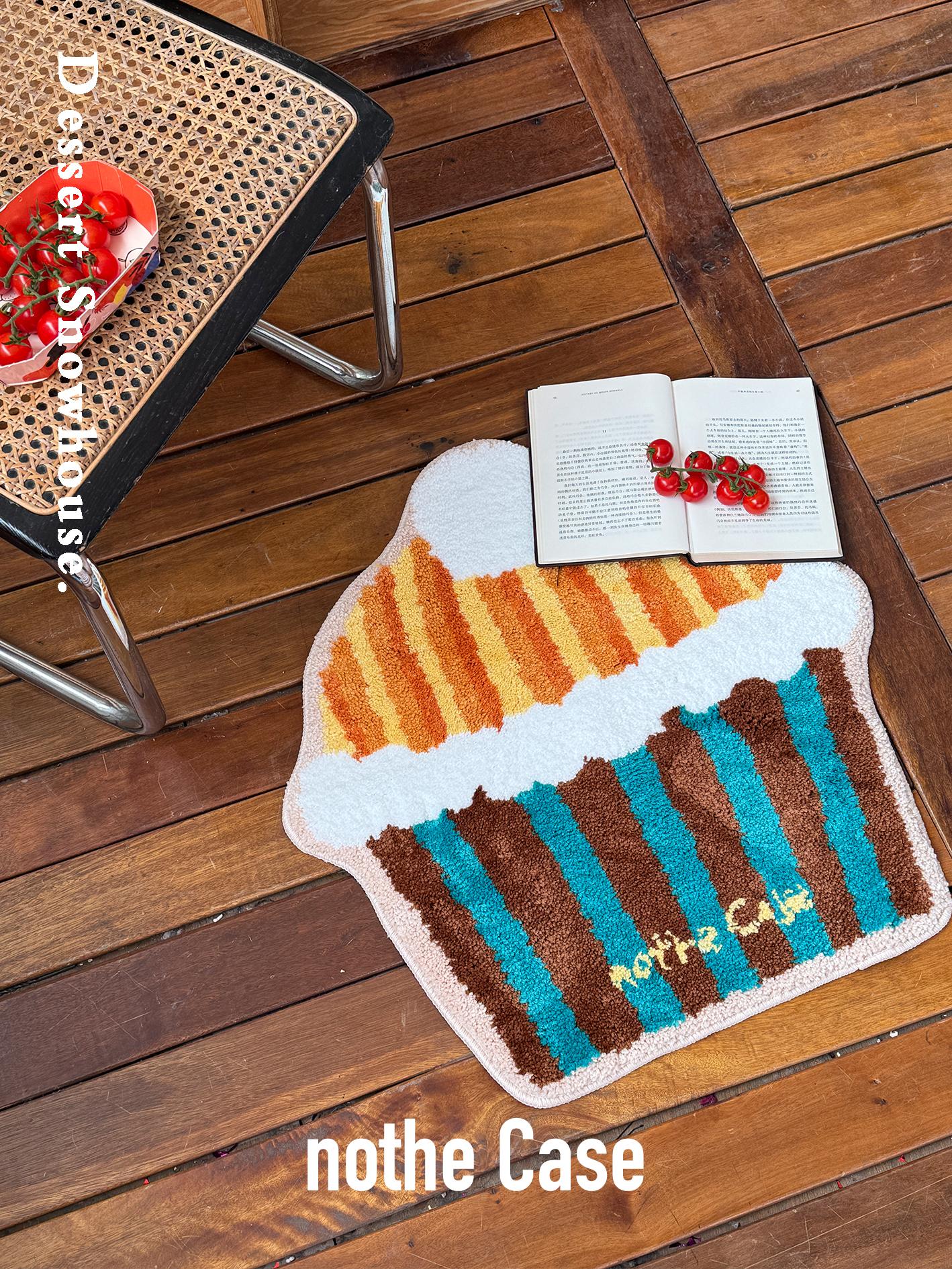 Orange Muffin Cute Plush Carpet Door Mat - Soft, Original Design for Home Decor, Cozy Entryway Accent