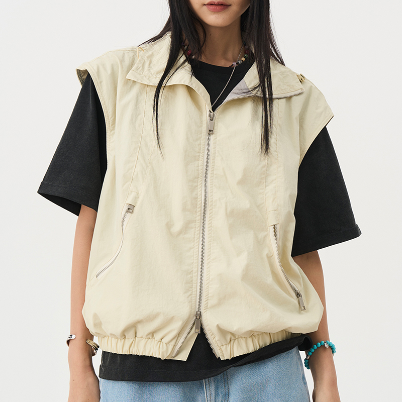 Outdoor Sleeveless Cycling Vest with Double-Sided Zipper - Windproof Layering for Hiking and Active Wear