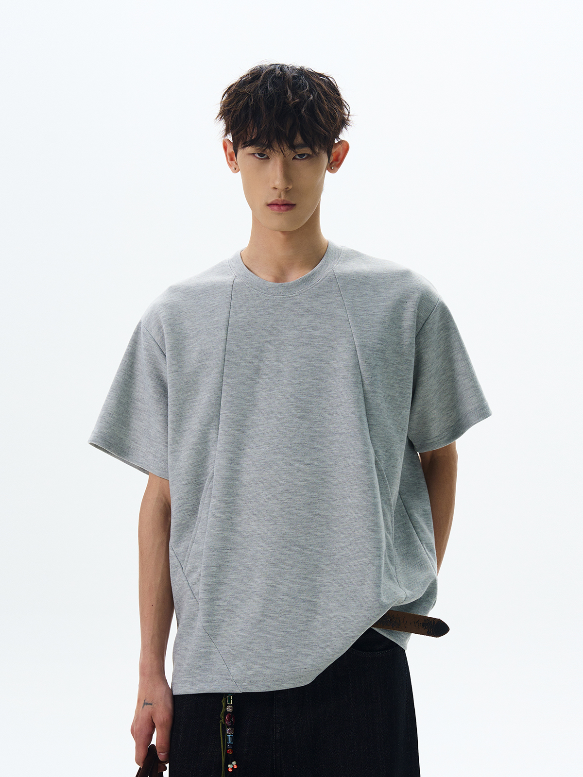 Oversized Deconstructed Short Sleeve T-Shirt - American Street Style Boxy Fit Versatile Top