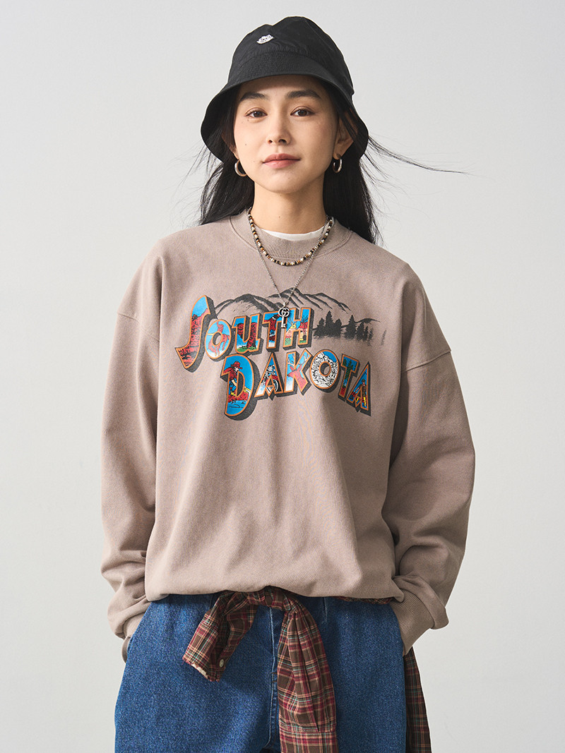 Oversized Printed Sweatshirt for Women - 2025 Spring American Lazy Style Round Neck Top Oversized Printed Sweatshirt for Women - 2025 Spring American Lazy Style Round Neck Top