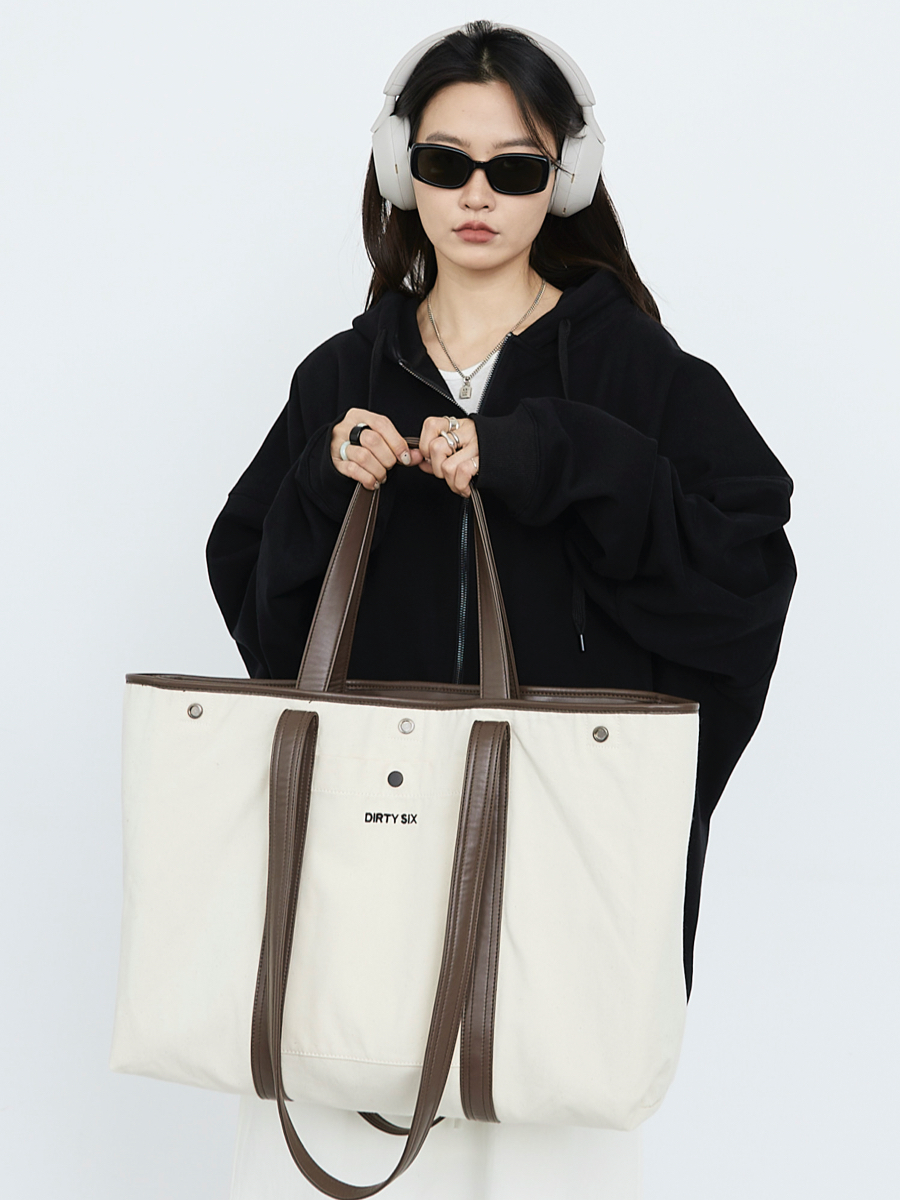 Oversized Soft Leather Tote Bag - 2-Sided Mont Blanc Design, Large Capacity, Chic Fashion Essential for Everyday Use