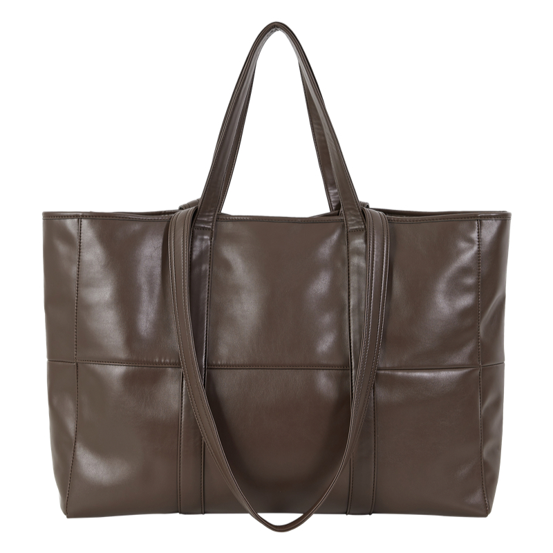 Oversized Soft Leather Tote Bag - 2-Sided Mont Blanc Design, Large Capacity, Chic Fashion Essential for Everyday Use