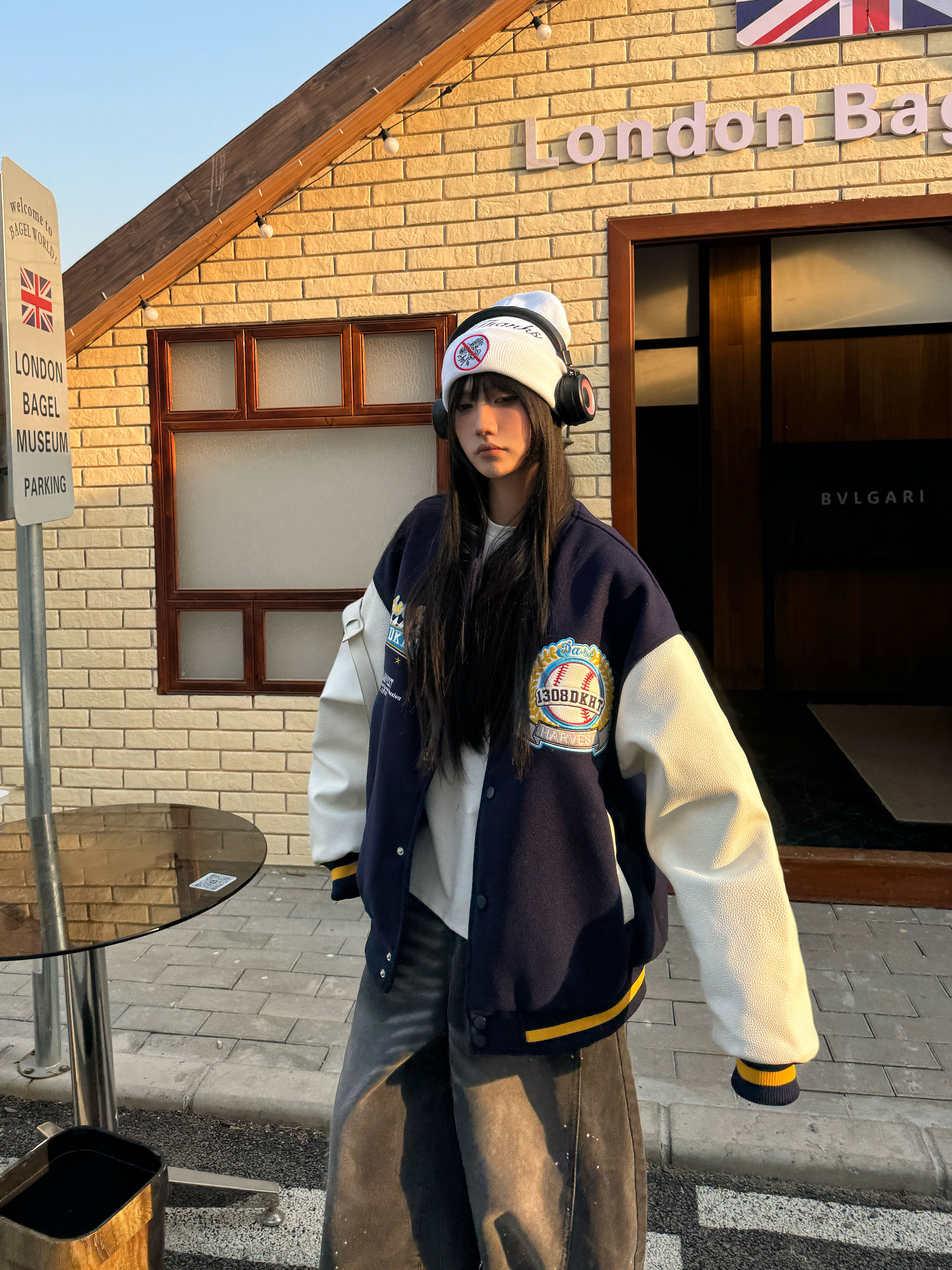 Padded Embroidered Baseball Jacket for Women - American Street Style, Loose Fit Spring Fashion