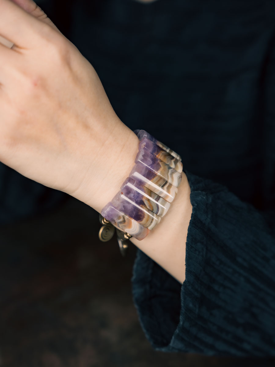 Personalized Gradient Agate Amethyst Bead Bracelet for Women - Retro Versatile Chain Accessory for Men and Women Personalized Gradient Agate Amethyst Bead Bracelet for Women - Retro Versatile Chain Accessory for Men and Women