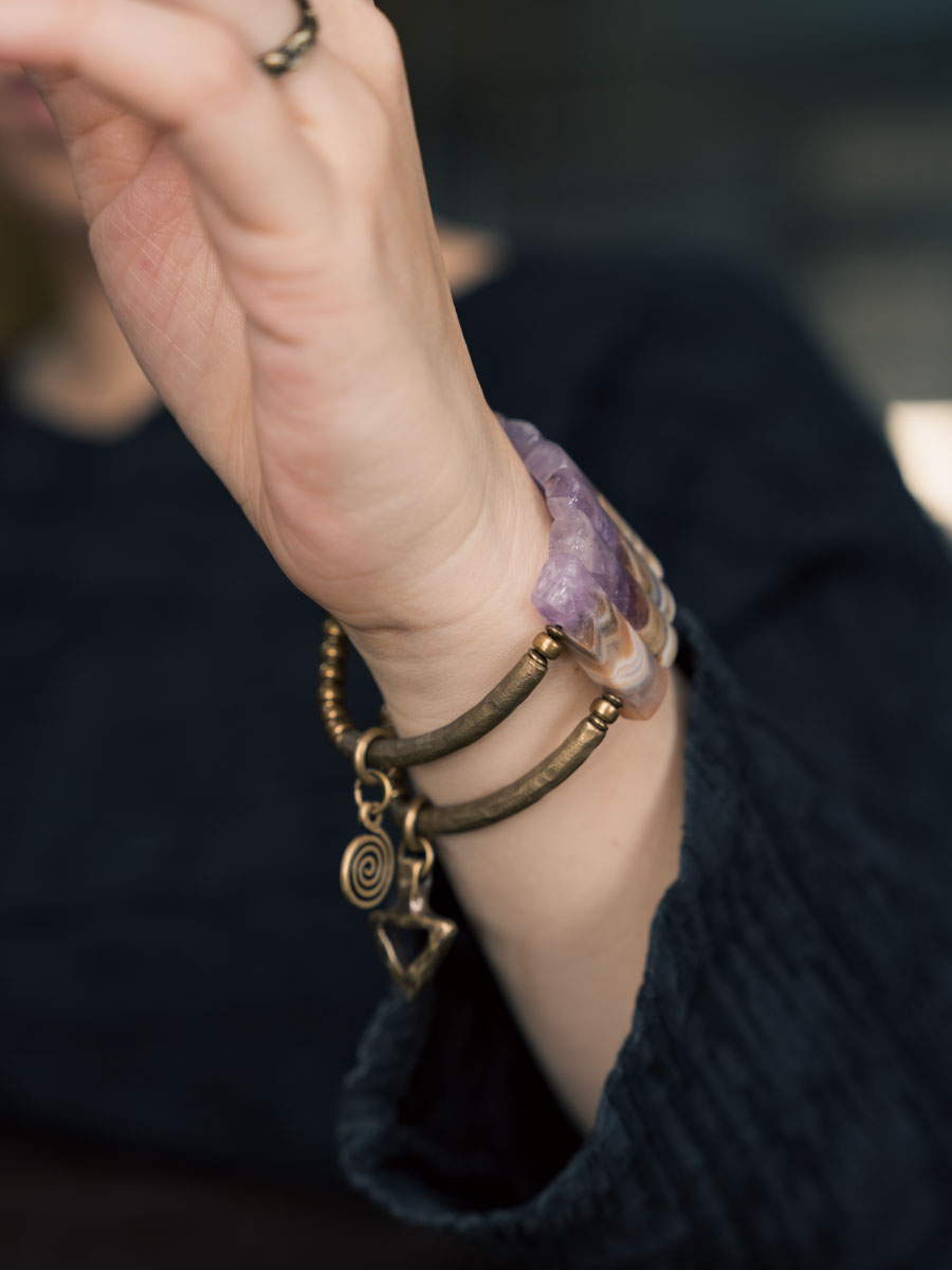 Personalized Gradient Agate Amethyst Bead Bracelet for Women - Retro Versatile Chain Accessory for Men and Women Personalized Gradient Agate Amethyst Bead Bracelet for Women - Retro Versatile Chain Accessory for Men and Women