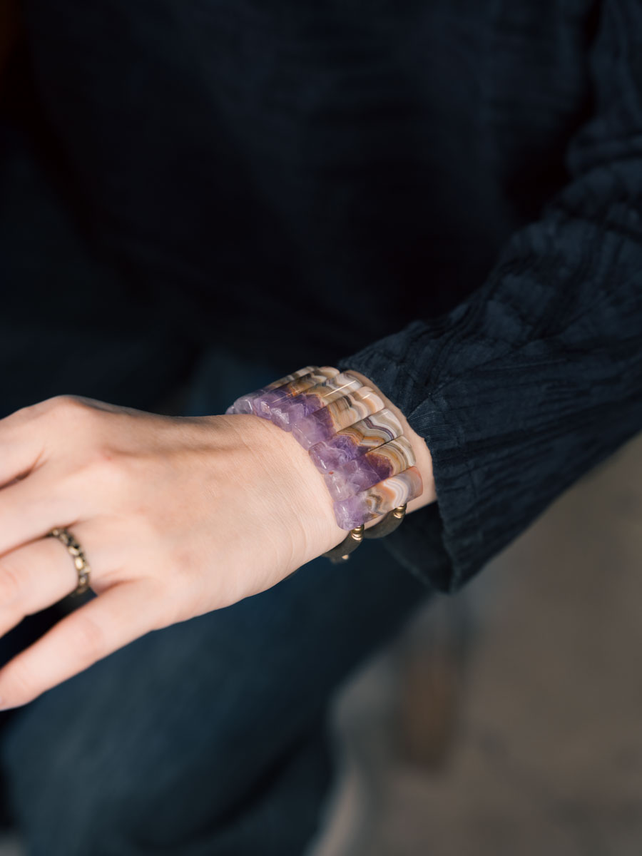 Personalized Gradient Agate Amethyst Bead Bracelet for Women - Retro Versatile Chain Accessory for Men and Women Personalized Gradient Agate Amethyst Bead Bracelet for Women - Retro Versatile Chain Accessory for Men and Women