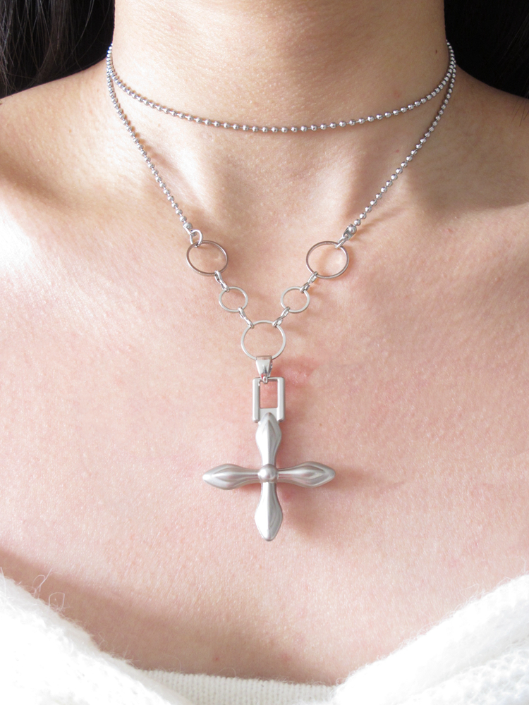 Personalized Punk Cross Necklace in Titanium Steel - Hip-Hop Fashion Collarbone Chain for Trendy Girls, Cool Wilderness Style Personalized Punk Cross Necklace in Titanium Steel - Hip-Hop Fashion Collarbone Chain for Trendy Girls, Cool Wilderness Style