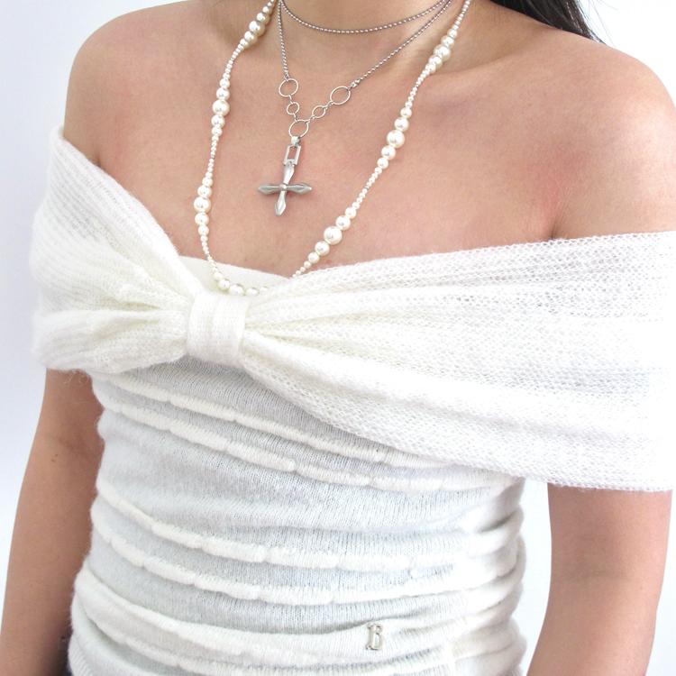 Personalized Punk Cross Necklace in Titanium Steel - Hip-Hop Fashion Collarbone Chain for Trendy Girls, Cool Wilderness Style Personalized Punk Cross Necklace in Titanium Steel - Hip-Hop Fashion Collarbone Chain for Trendy Girls, Cool Wilderness Style