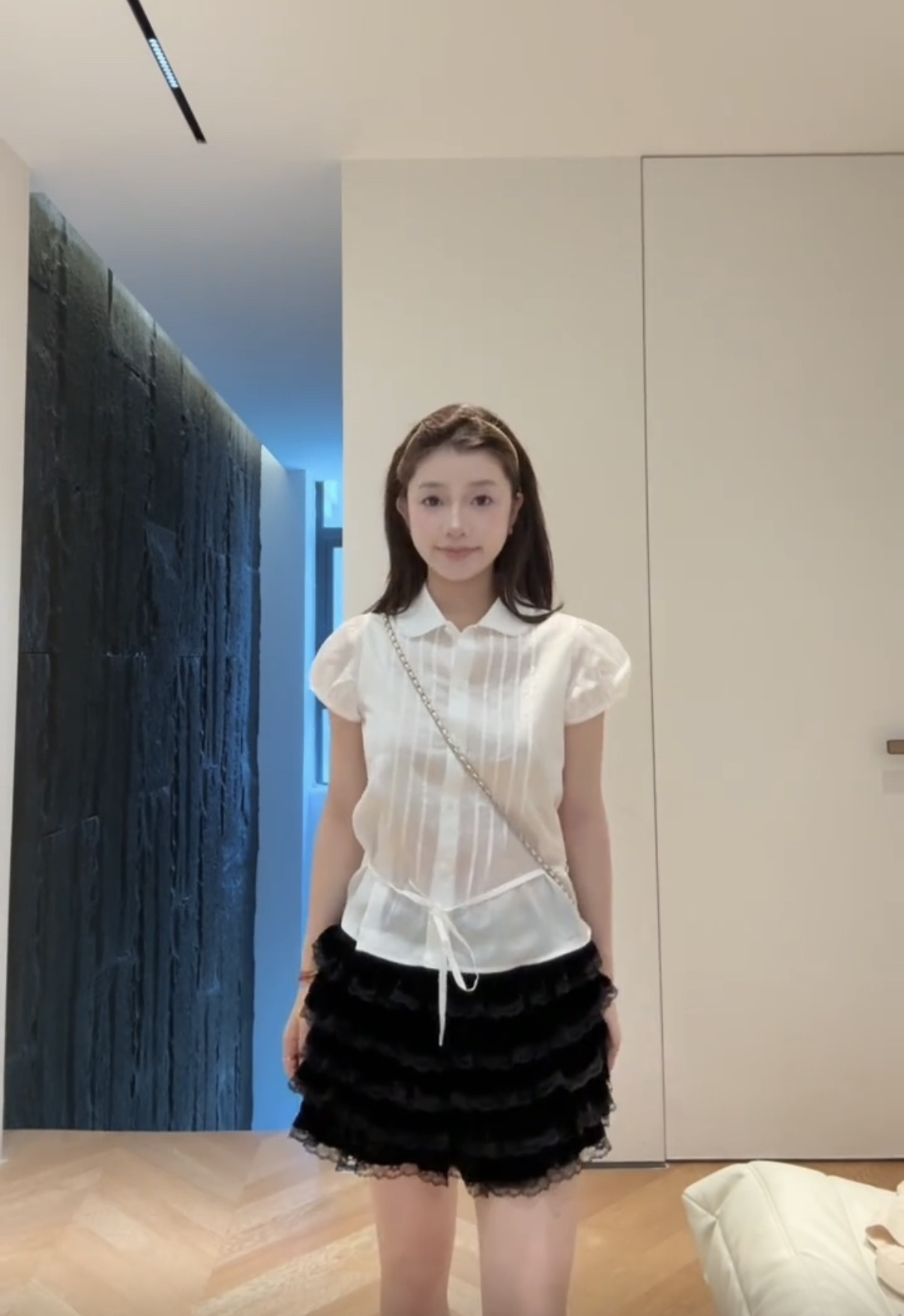 Peter Pan Collar Lace Tie Short Sleeve Shirt in White/Light Yellow - Perfect for Homebodies and Y2K Style Lovers Peter Pan Collar Lace Tie Short Sleeve Shirt in White/Light Yellow - Perfect for Homebodies and Y2K Style Lovers