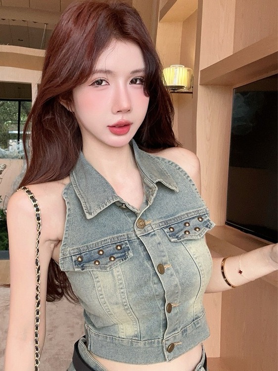 Petite and Tall Summer Denim Skirt Two-Piece Set - Unique Hong Kong Style, Age-Reducing Spicy Girl Look, Trendy Summer Fashion Petite and Tall Summer Denim Skirt Two-Piece Set - Unique Hong Kong Style, Age-Reducing Spicy Girl Look, Trendy Summer Fashion