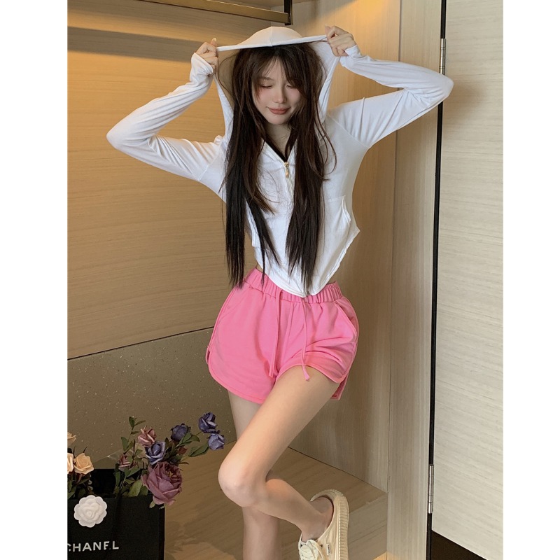 Petite Casual Sportswear Set - Sun Protection Shirt & Shorts, Age-Reducing, Trendy Influencer Style, Stylish Two-Piece Ensemble
