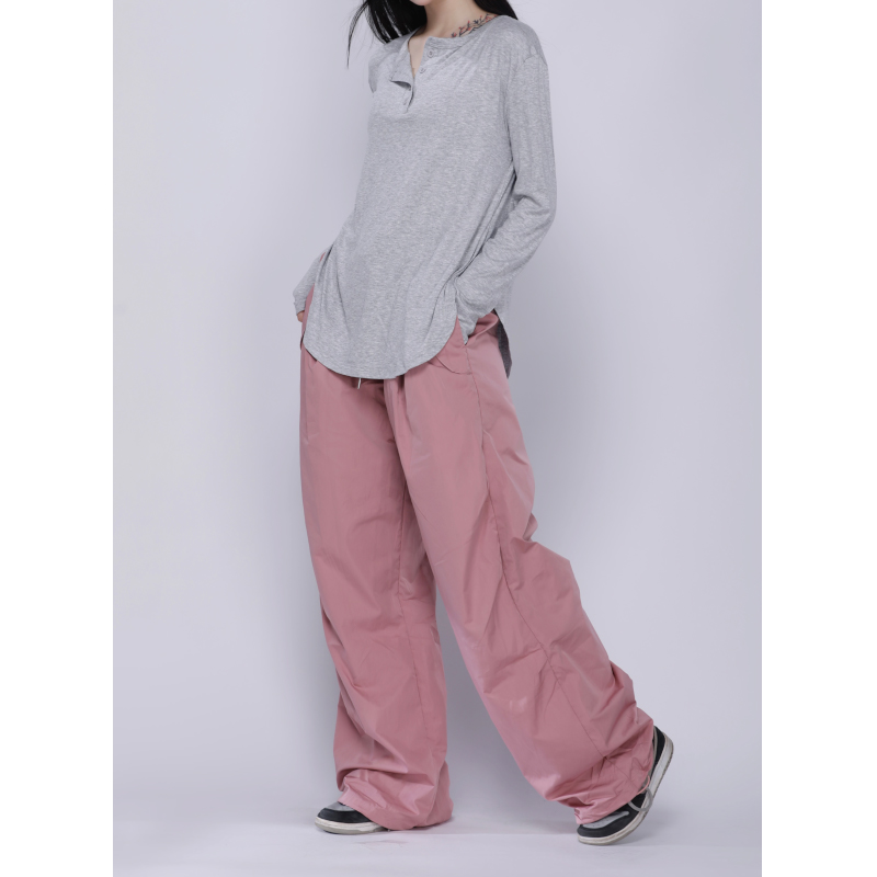 Pink Drawstring Work Pants for Women - Thin Quick-Dry Casual Long Pants for Jazz Dance & Sports - Y2K Style Fashion Pink Drawstring Work Pants for Women - Thin Quick-Dry Casual Long Pants for Jazz Dance & Sports - Y2K Style Fashion