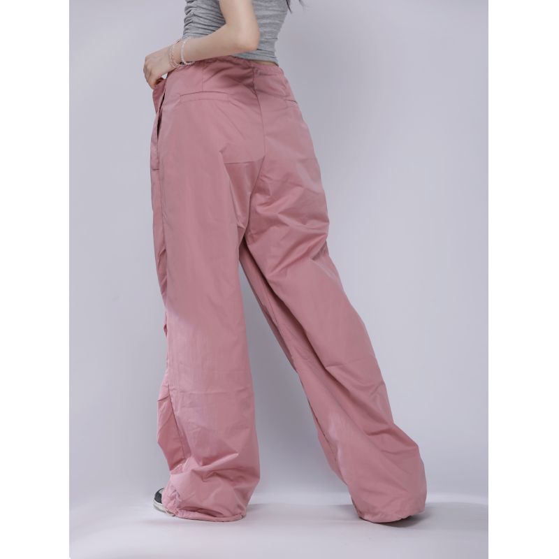 Pink Drawstring Work Pants for Women - Thin Quick-Dry Casual Long Pants for Jazz Dance & Sports - Y2K Style Fashion Pink Drawstring Work Pants for Women - Thin Quick-Dry Casual Long Pants for Jazz Dance & Sports - Y2K Style Fashion