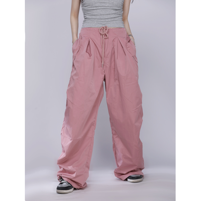 Pink Drawstring Work Pants for Women - Thin Quick-Dry Casual Long Pants for Jazz Dance & Sports - Y2K Style Fashion Pink Drawstring Work Pants for Women - Thin Quick-Dry Casual Long Pants for Jazz Dance & Sports - Y2K Style Fashion