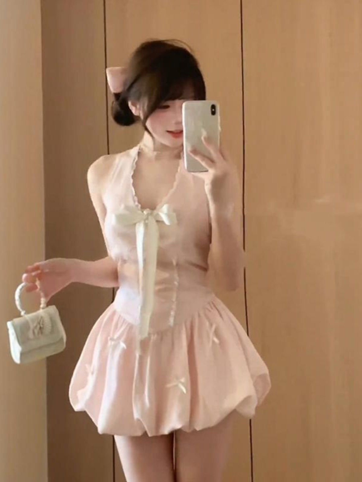 Pink Floral Halter V-Neck Dress & Shorts Two-Piece Set - Sweet Temperament Summer Outfit for Women, Perfect for 90s and Y2K Style Pink Floral Halter V-Neck Dress & Shorts Two-Piece Set - Sweet Temperament Summer Outfit for Women, Perfect for 90s and Y2K Style