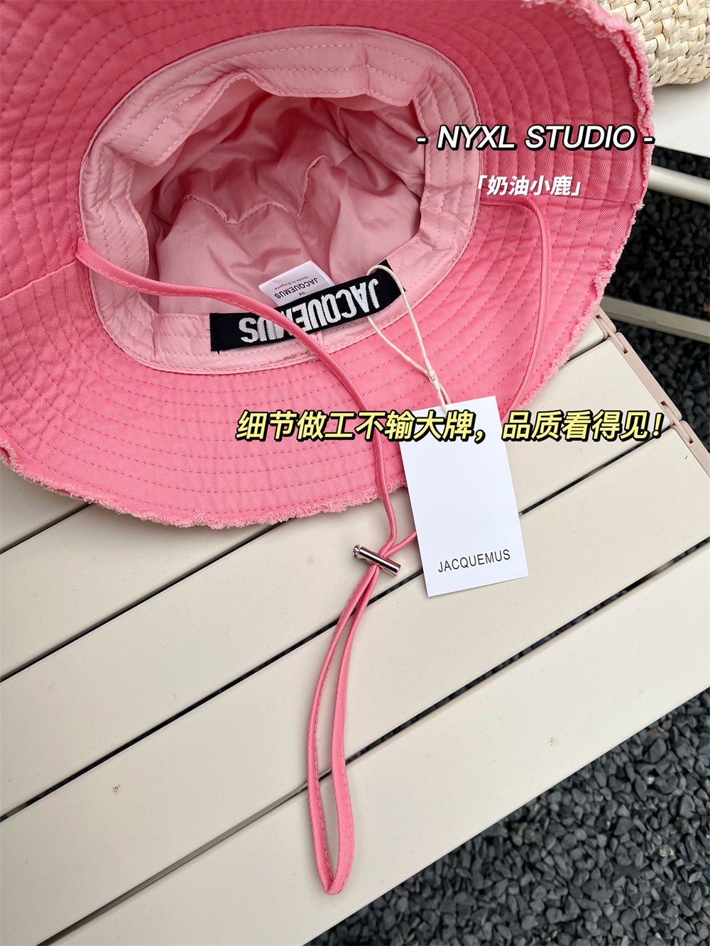 Pink Frayed Bucket Hat for Women - Summer Wide-Brimmed, Versatile Casual Windproof with Drawstring, Y2K Outdoor Hiking Hat Pink Frayed Bucket Hat for Women - Summer Wide-Brimmed, Versatile Casual Windproof with Drawstring, Y2K Outdoor Hiking Hat