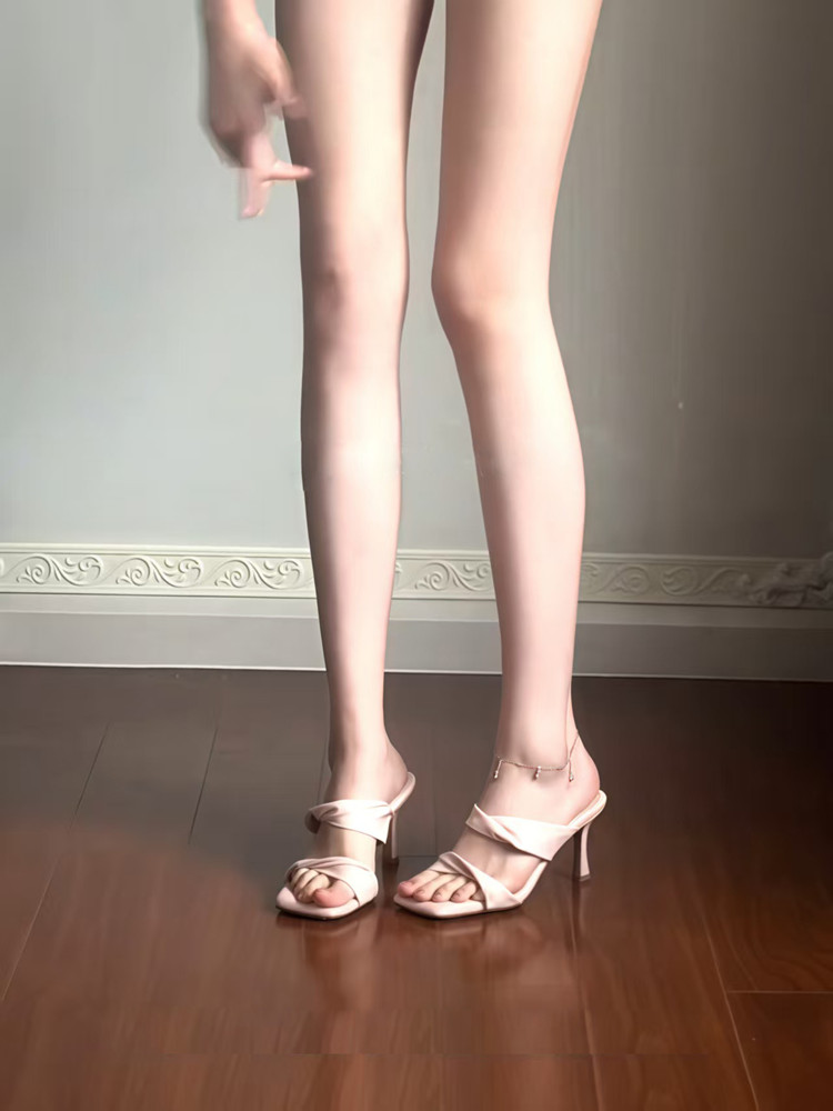 Pink Genuine Leather Open-Toe Sandals for Women - One-Strap Thin-Heeled Soft-Bottom Slippers for Summer 2025 Pink Genuine Leather Open-Toe Sandals for Women - One-Strap Thin-Heeled Soft-Bottom Slippers for Summer 2025