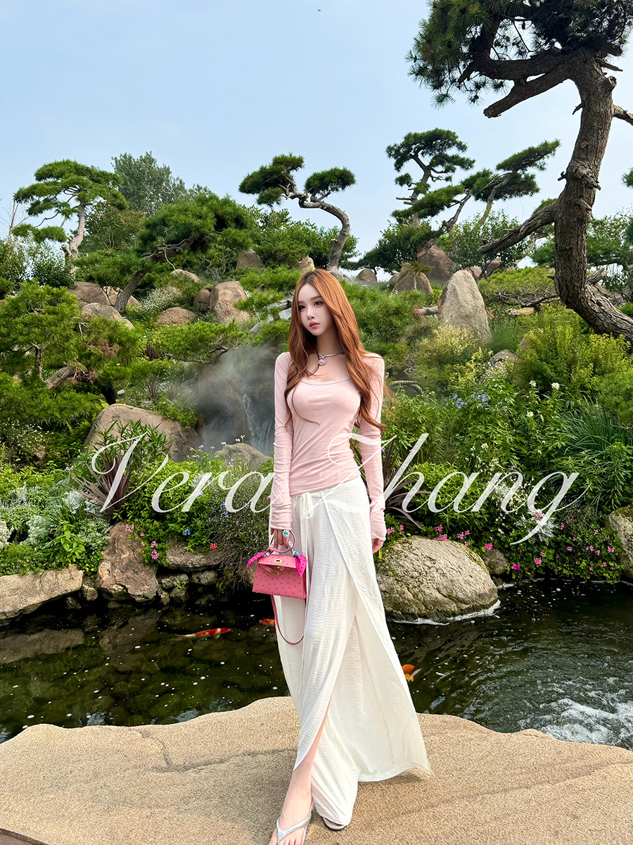 Pink Mist Long Sleeve T-Shirt for Women, Wide Leg Casual Pants, Skirt Pants - Fairy Style Y2K Fashion Outfit Pink Mist Long Sleeve T-Shirt for Women, Wide Leg Casual Pants, Skirt Pants - Fairy Style Y2K Fashion Outfit